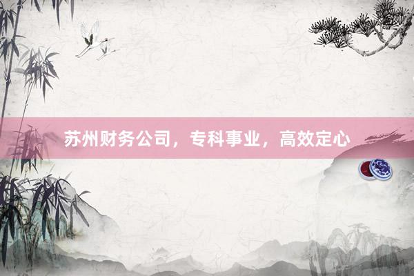 苏州财务公司,专科事业,高效定心